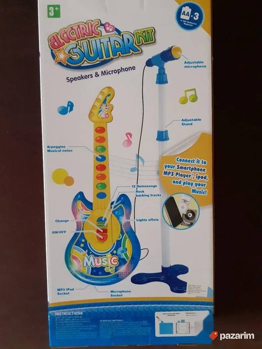Gitara na dugmiće za decu/ Stalak+ Mikrofon