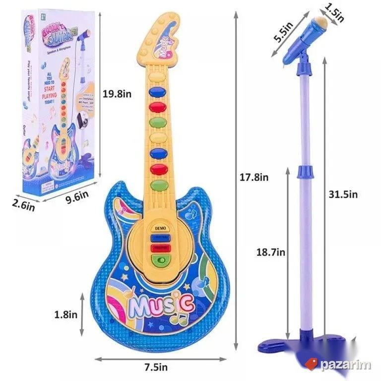 Gitara na dugmiće za decu/ Stalak+ Mikrofon 2