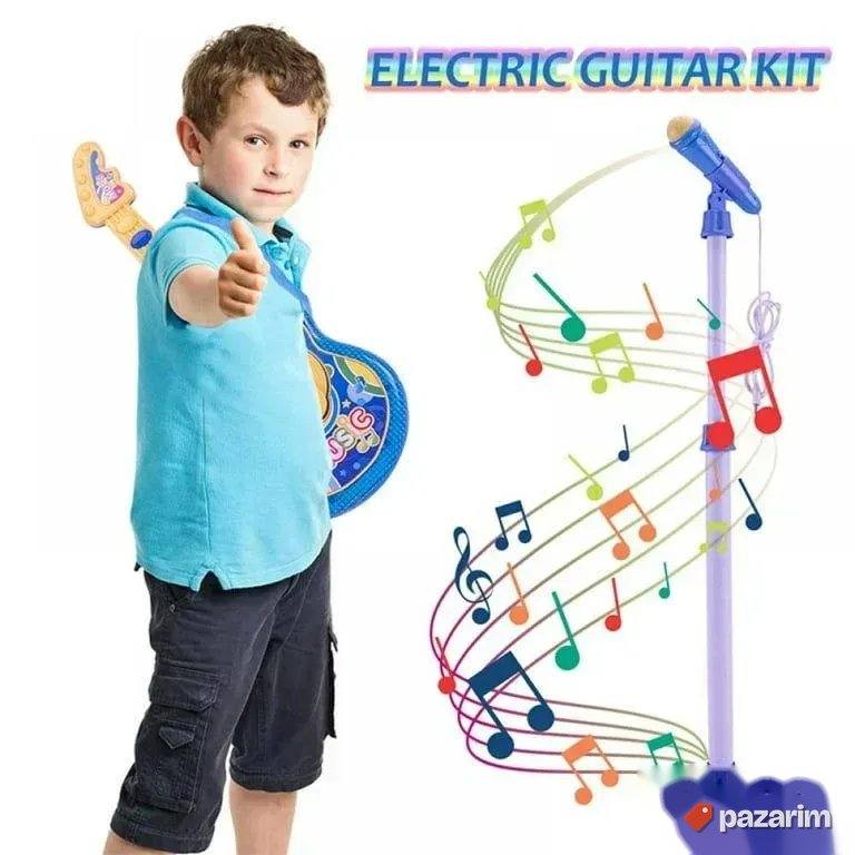 Gitara na dugmiće za decu/ Stalak+ Mikrofon 4