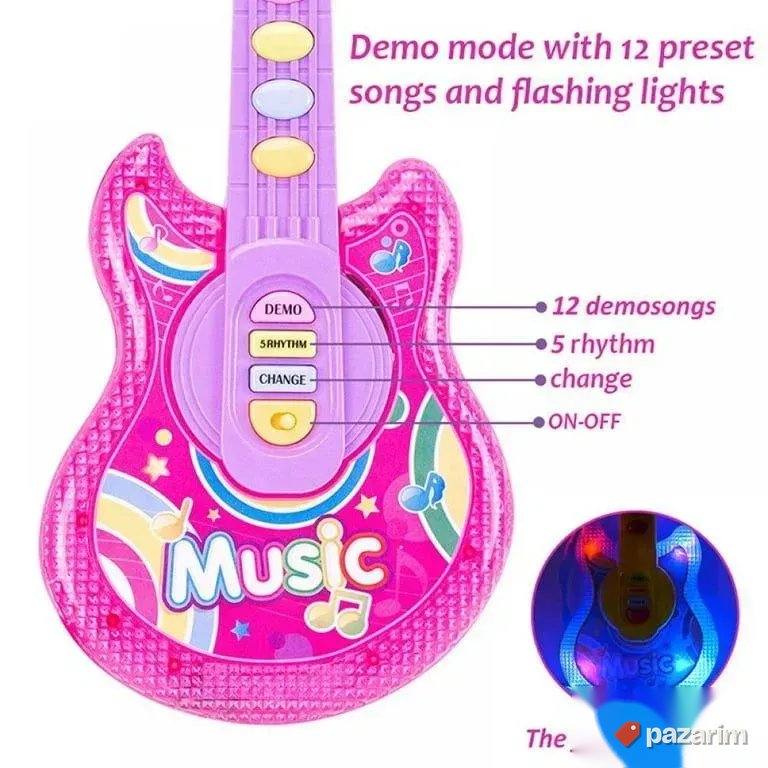 Gitara na dugmiće za decu/ Stalak+ Mikrofon 7