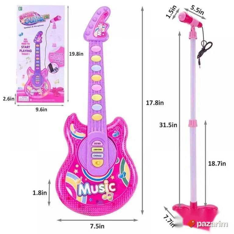 Gitara na dugmiće za decu/ Stalak+ Mikrofon 8