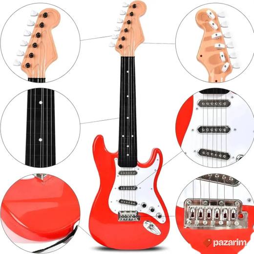 Rok električna crvena gitara sa žicama na baterije za decu