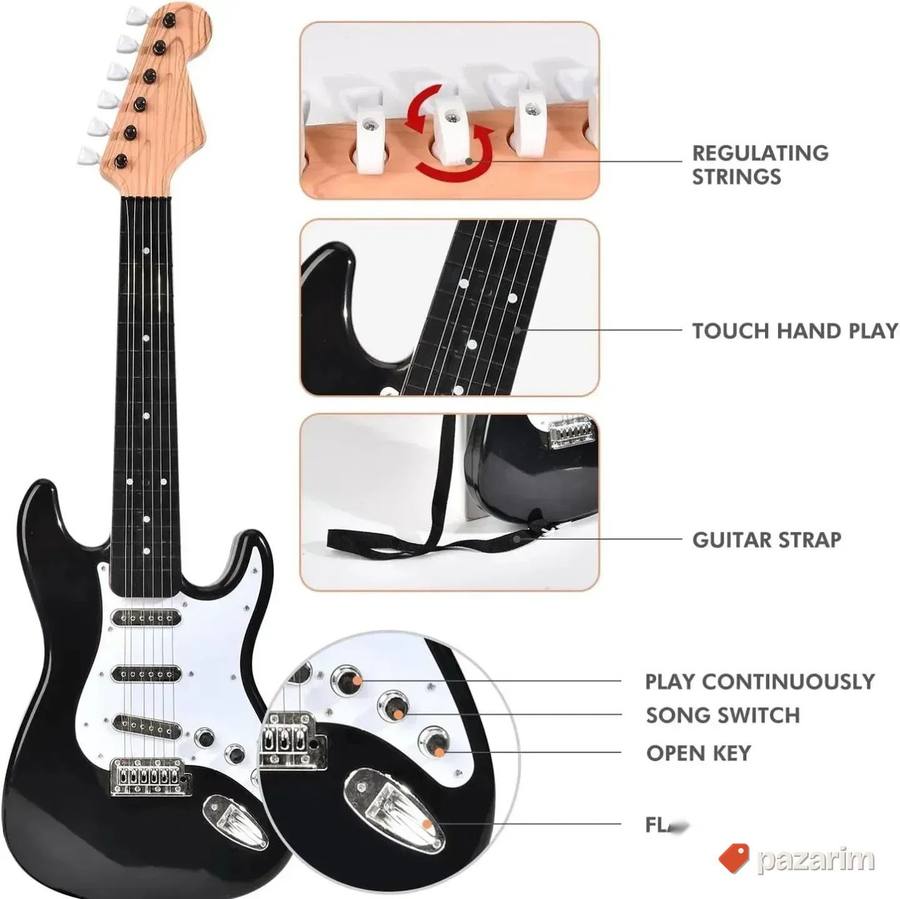 Rok električna crvena gitara sa žicama na baterije za decu 2
