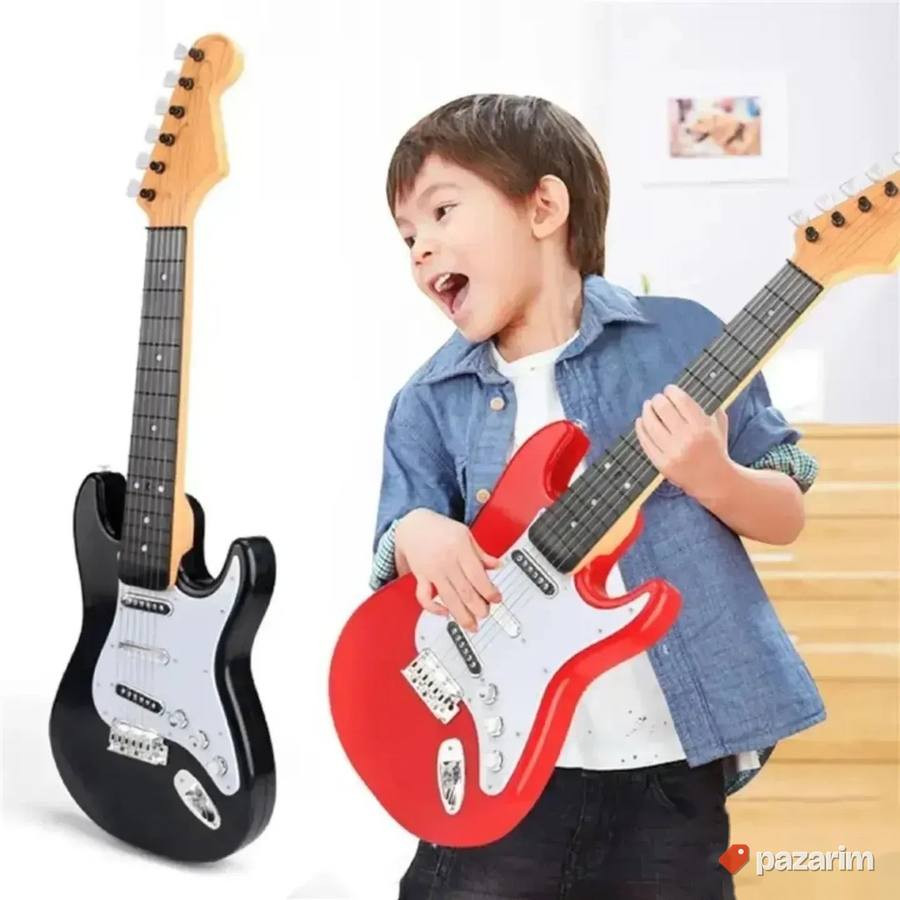 Rok električna crvena gitara sa žicama na baterije za decu 3