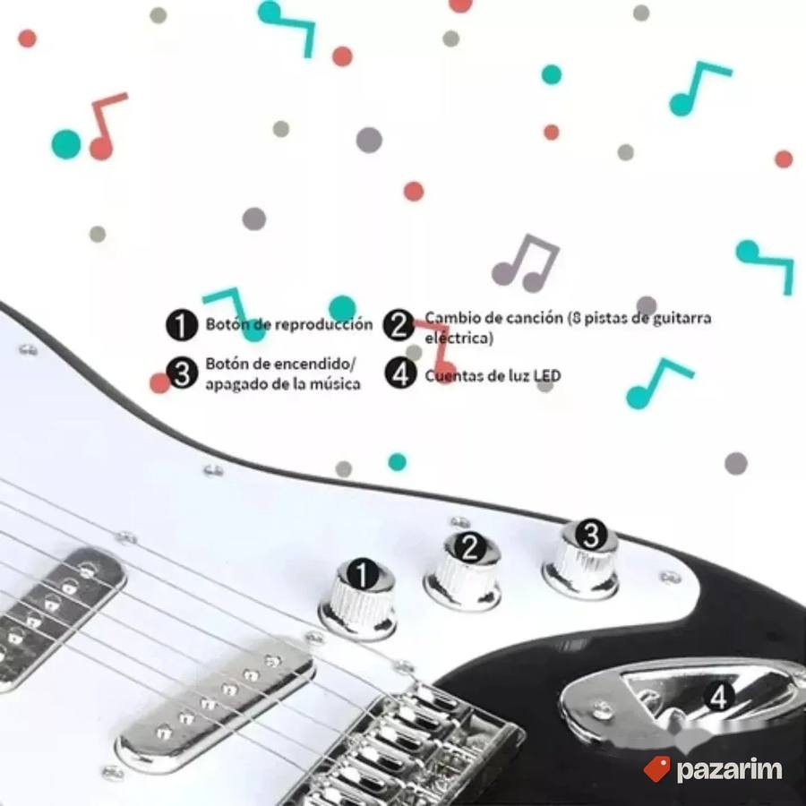 Rok električna crvena gitara sa žicama na baterije za decu 4
