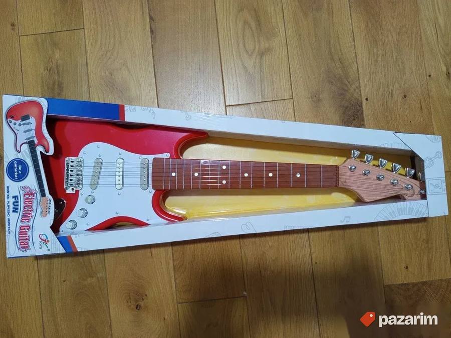 Rok električna crvena gitara sa žicama na baterije za decu 6