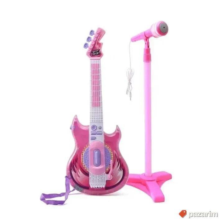 Električna gitara sa stalkom i mikrofonom igračka za decu 7