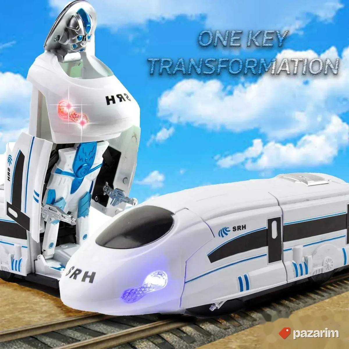 Beli robot VOZ transformers svetlosno zvučna igracka za decu 1