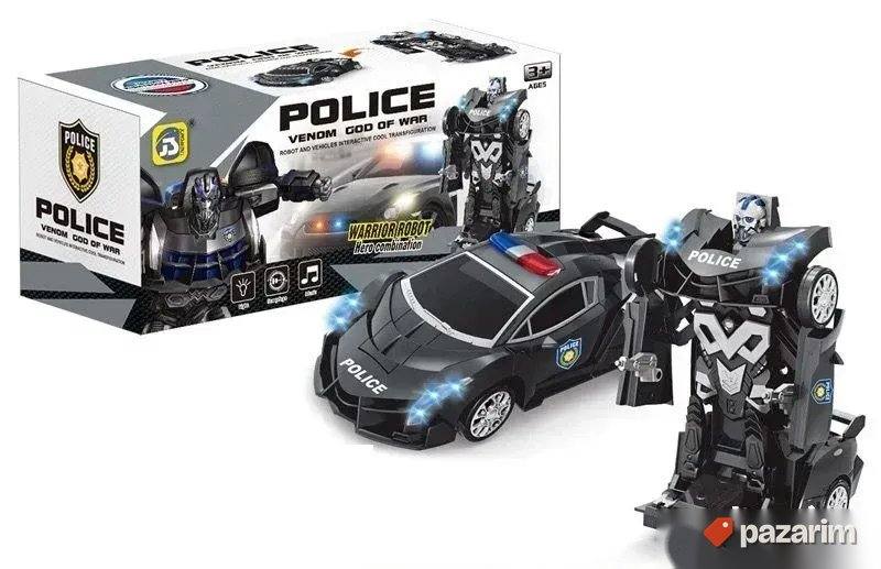 Transformers Crni auto robot POLICIJA/ svetlo zvučna igracka 3