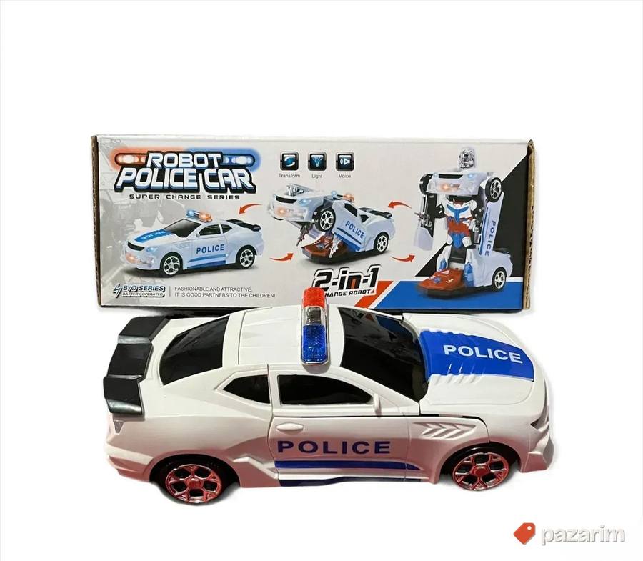 Transformers Crni auto robot POLICIJA/ svetlo zvučna igracka 8