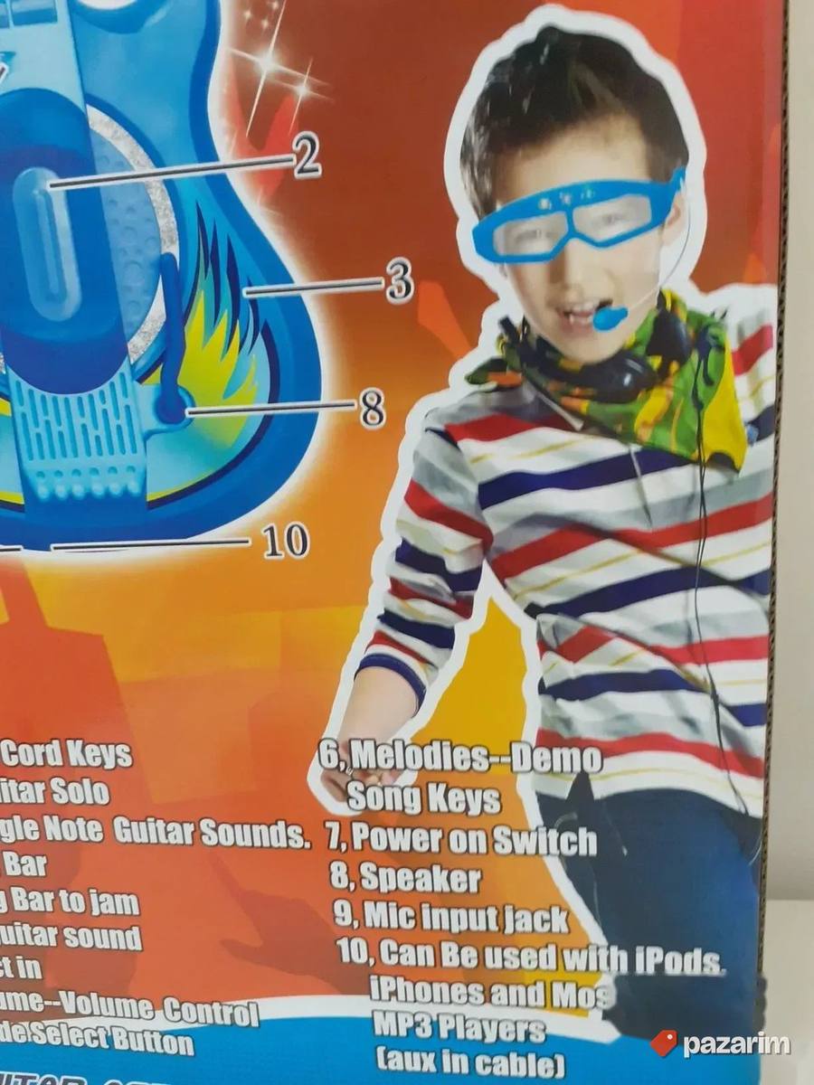 Gitara +NAOČARE sa mikrofonom za decu igracka 6