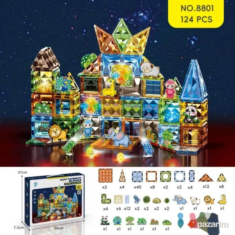 SVETLEĆE raznobojne magnetne 124 kocke za decu 3