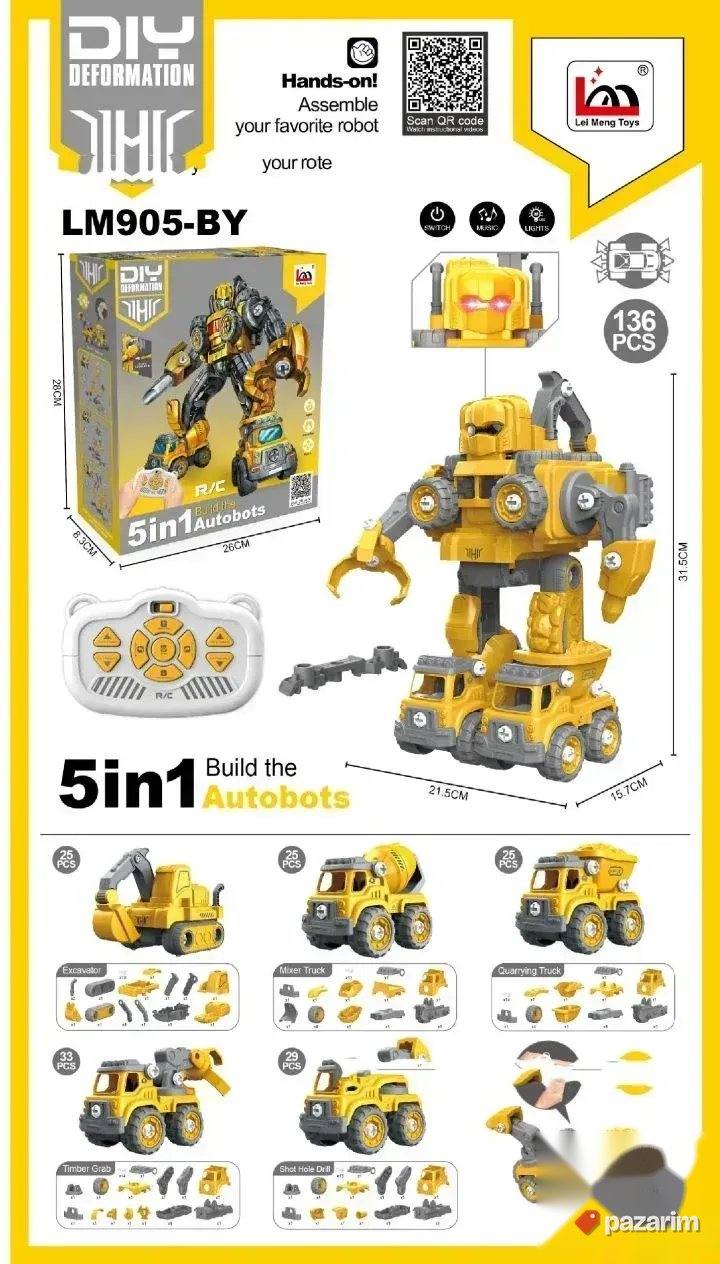 Veliki robot 5u1 na daljinski 136 delova igračka za decu 8
