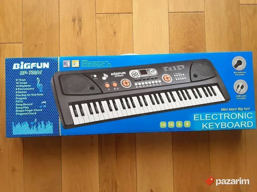 VELIKI sintisajzer BIGFUN +Mikrofon+Usb 61 dirka za decu 5