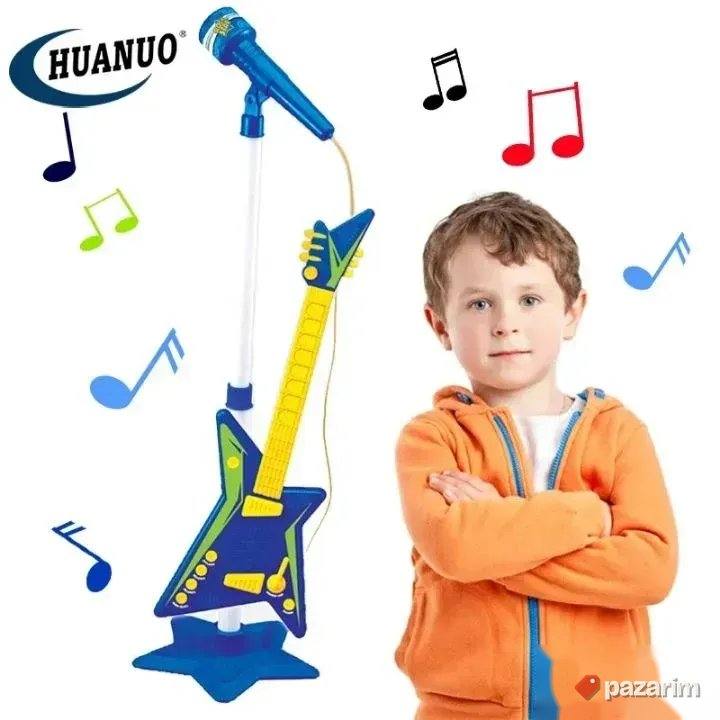Gitara na žice + Stalak sa mikrofonom igracka za decu 3