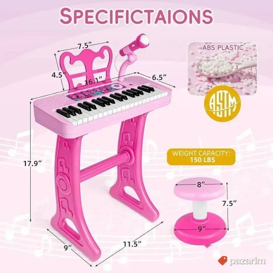 Klavir piano sa stolicom i mikrofonom za decu 2