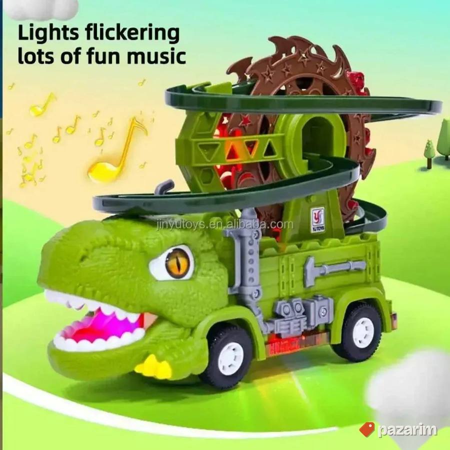 DINOsaurus kamion + TOBOGAN sa 3 mala dinosaurusa igračka 4