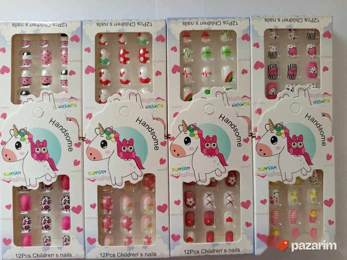 Samolepljivi veštački noktići 12 paketića za devojčice 1