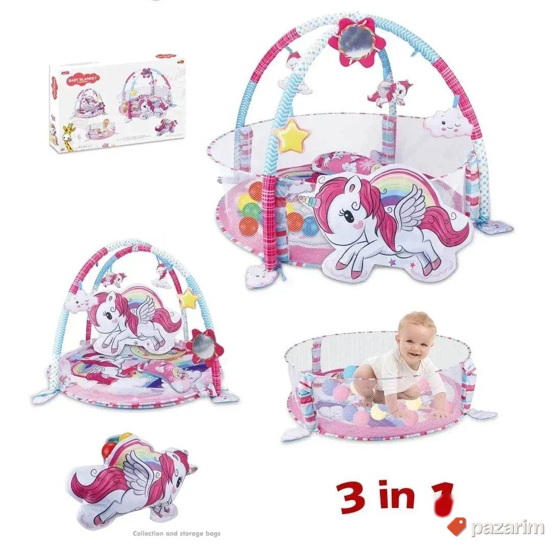 BABY GYM 3u1 prostirka / ogradica / jastuk JEDNOROG za bebe 1