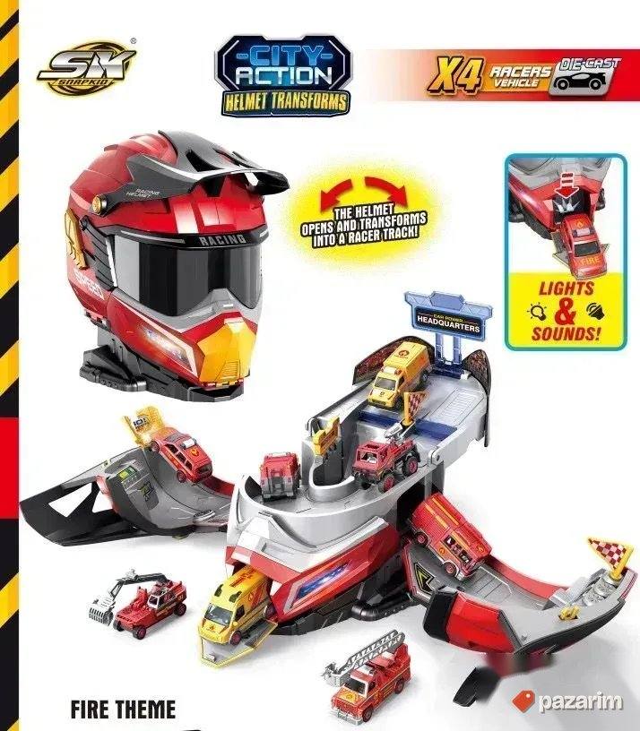 Kaciga transformers vatrogasna stanica 2u1+ 4 auta igračka 4