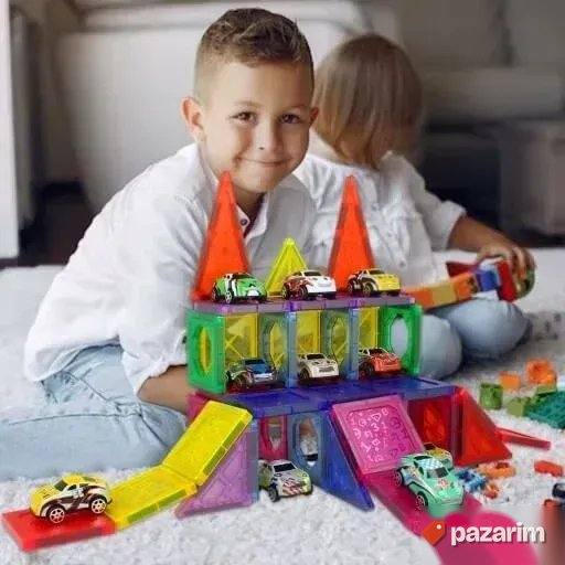 Šarene magnetne 3D kocke 59 komada+ 10 autića igračka 3