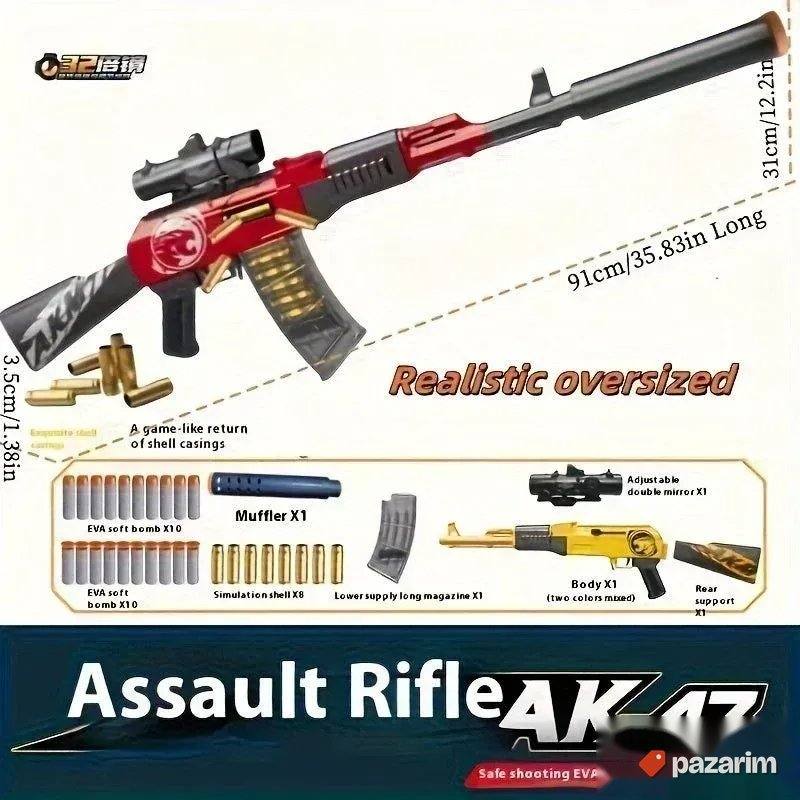 Velika puška AK-47 na mekane EVA metkiće igračka 4