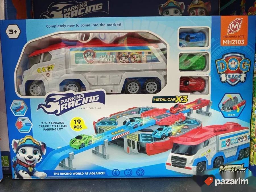 Kamion Patrolne šape rasklapanje u platformu+3 autića+19 pcs 2