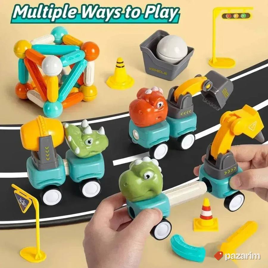 Magnetne 58 kocke/ DINOSAURUS 4 kom+ razni štapići 3