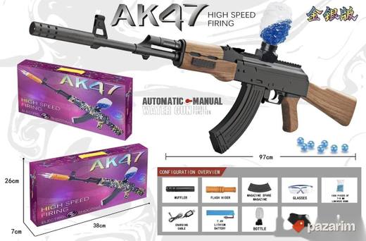 Velika puška AK-47 +1000 gel vodene kuglice+ Naočare/igračka