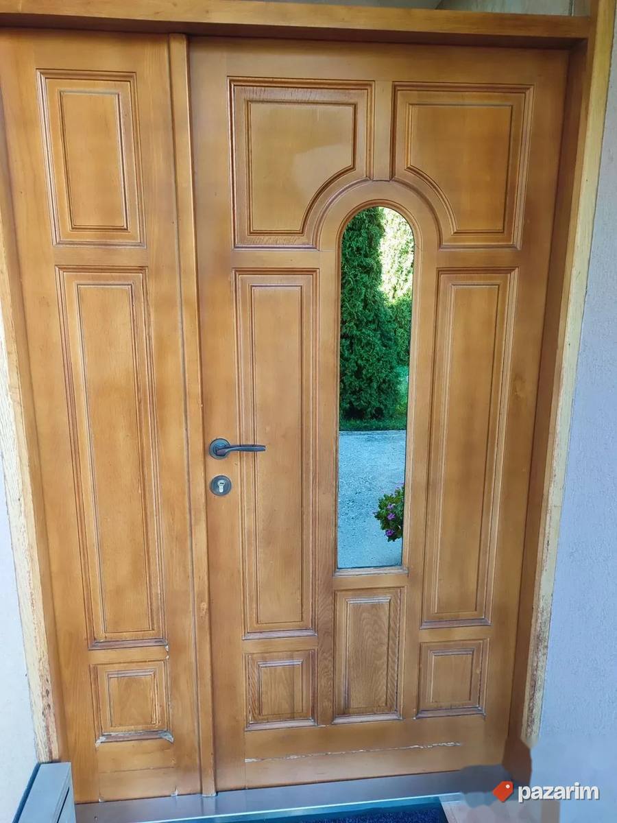 Ulazna dvokrilna hrastova vrata sa stokom i staklom 5
