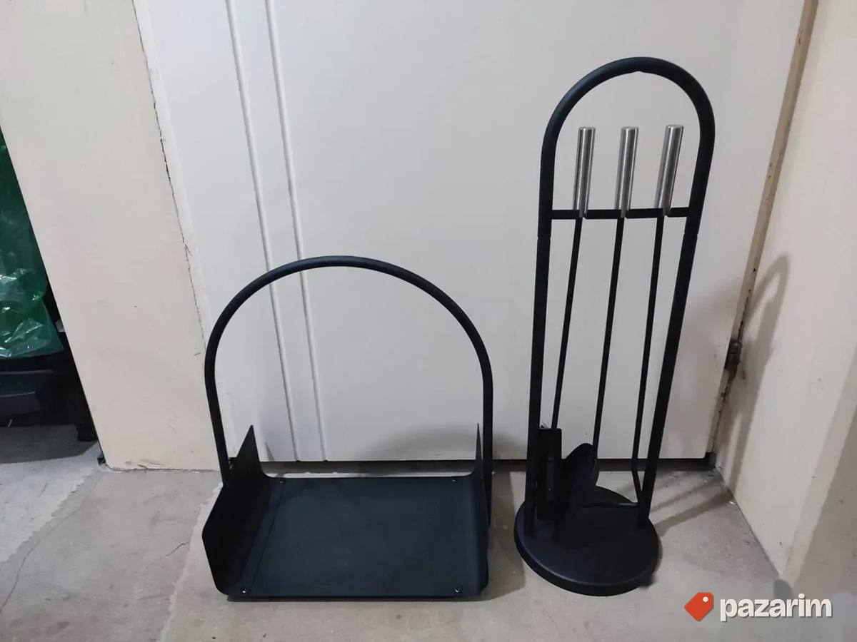 Set za kamin pribor i stalak za drva za kamine peci novo 1
