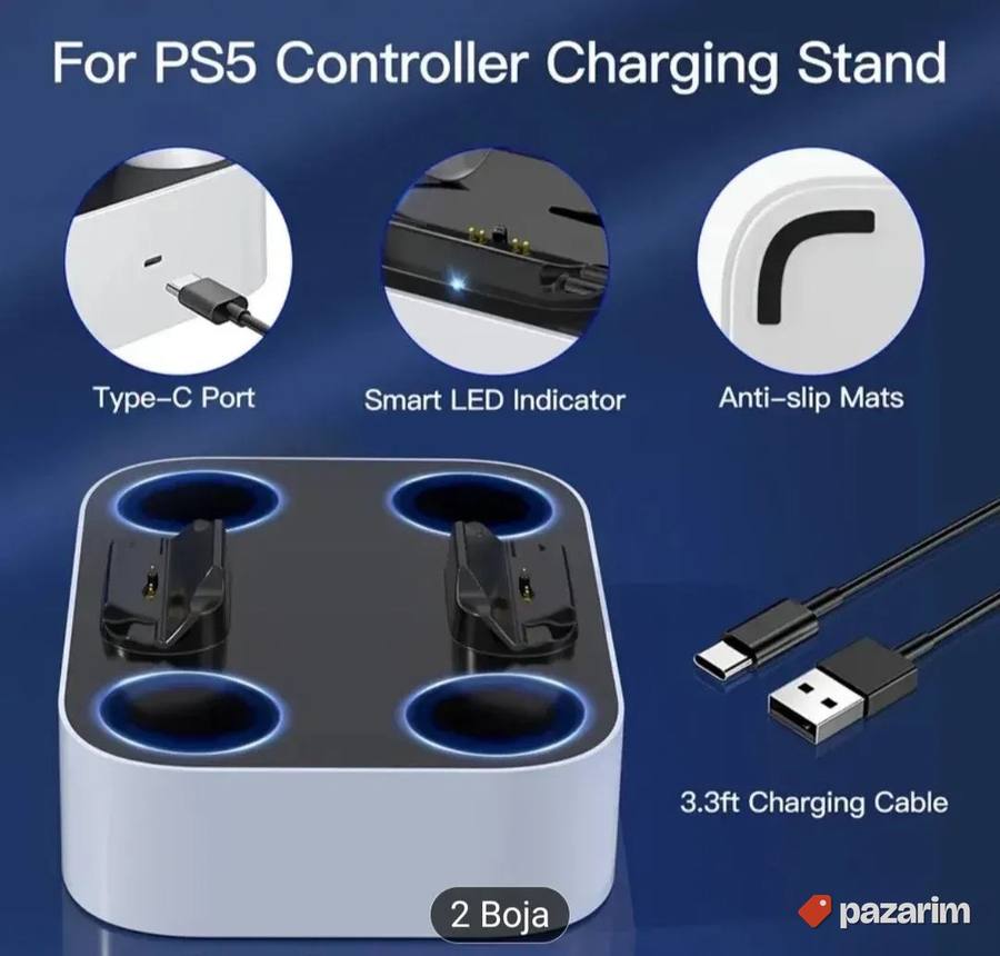 Dupli brzi punjac za ps5 dzojstik sony PlayStation novo 6