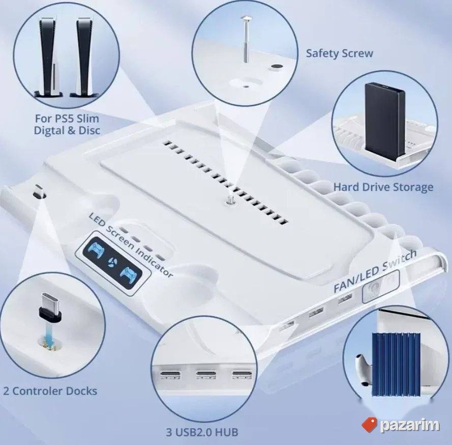 Multifunkcionalno postolje hladnjak dupli punjac za ps5 slim 4