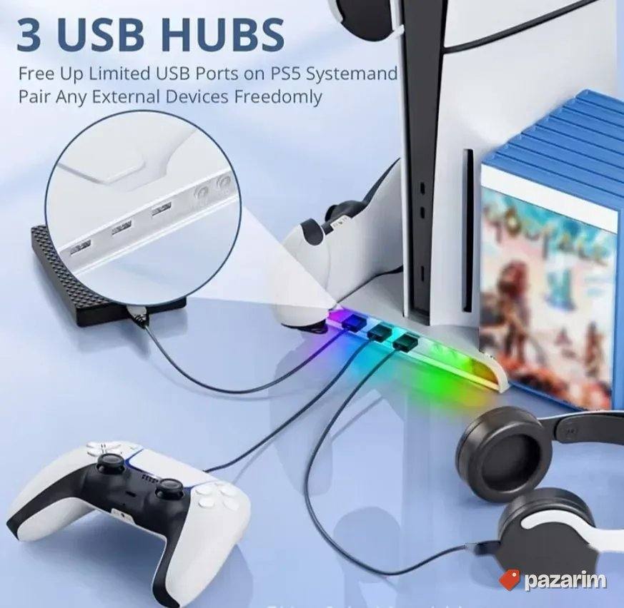 Multifunkcionalno postolje hladnjak dupli punjac za ps5 slim 5