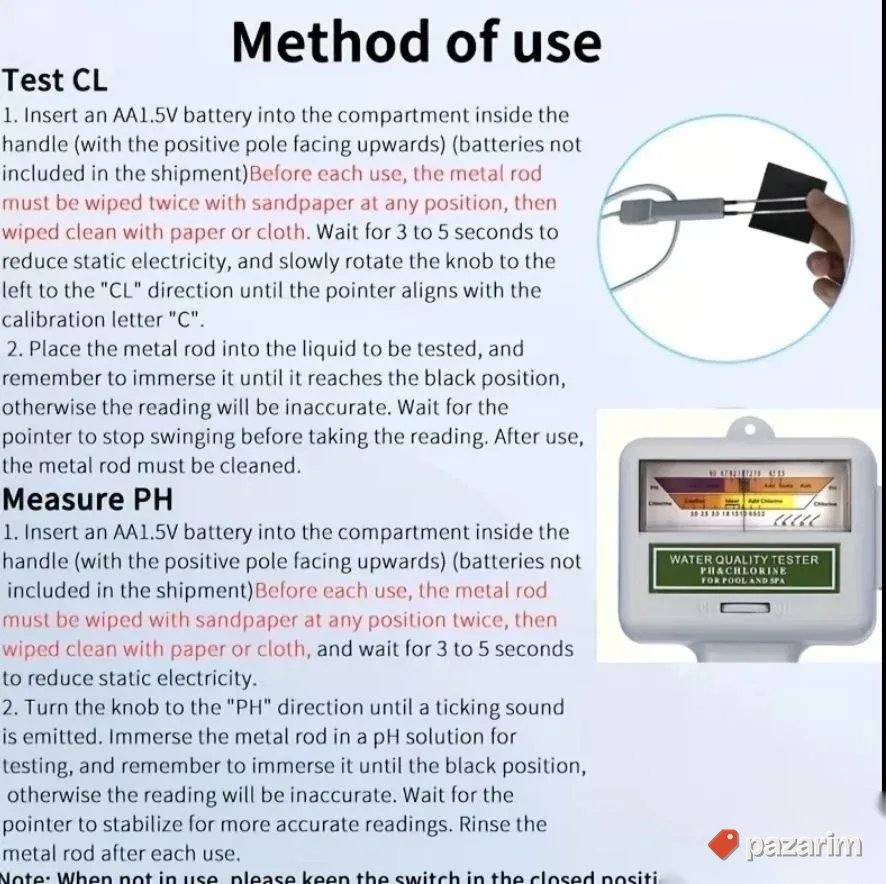 Analogni tester merac ph i hlora u bazenu spa centru 5