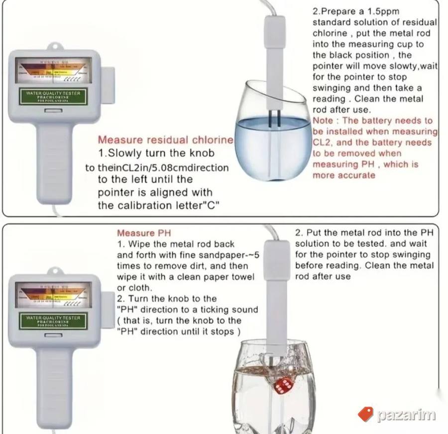 Analogni tester merac ph i hlora u bazenu spa centru 7