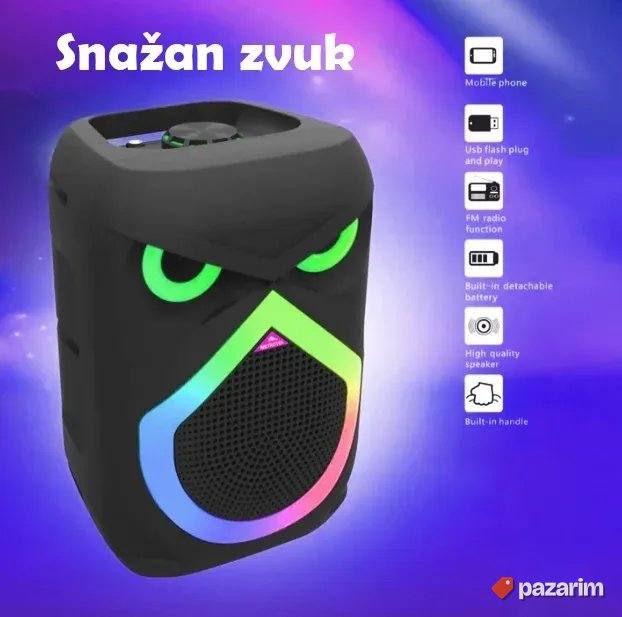 EXTRA Bluetooth Zvučnik 40cm Black Panter - USB RADIO RGB 3