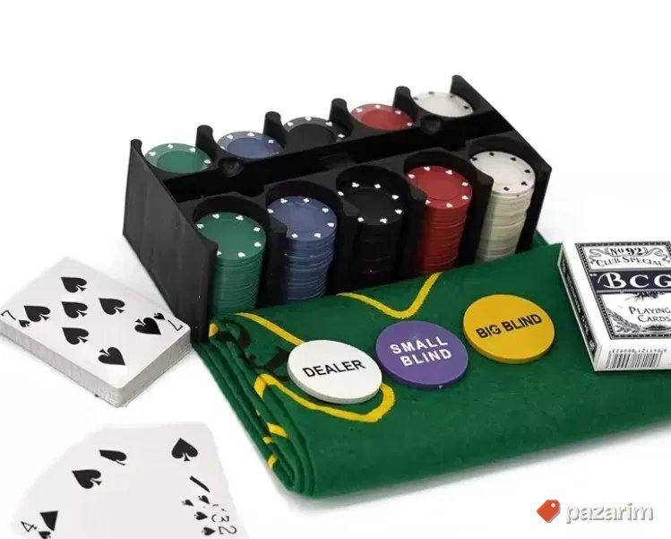 Čipovi za POKER + 2 špila karata i podloga - Texas Holdem 3