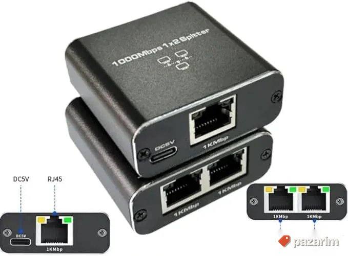 Gigabit Ethernet 1 x 2 Spliter Adapter 1000mbps 4