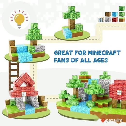EXTRA Minecraft Magnetne kocke za decu sa idejama majnkraft