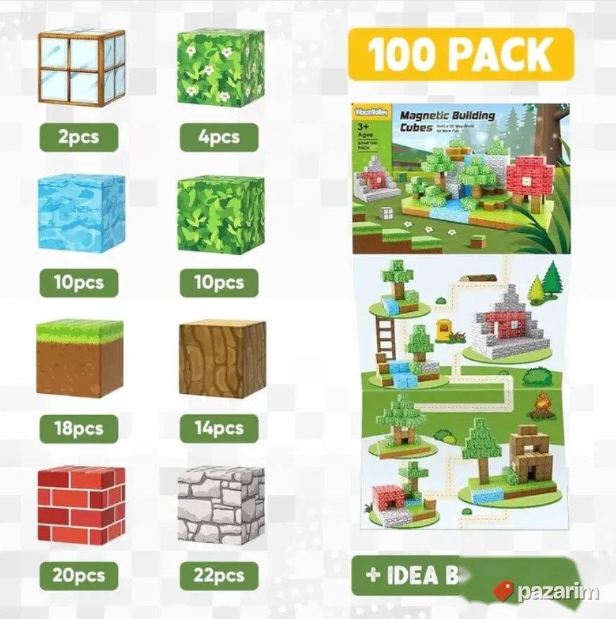 EXTRA Minecraft Magnetne kocke za decu sa idejama majnkraft 2