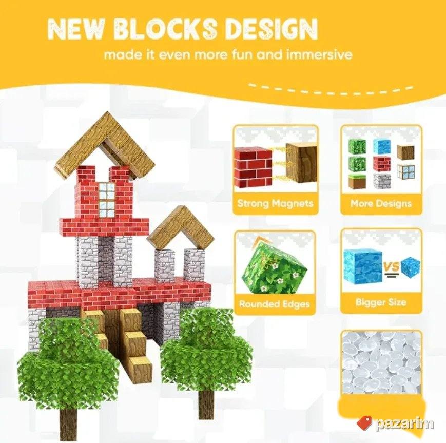 EXTRA Minecraft Magnetne kocke za decu sa idejama majnkraft 3