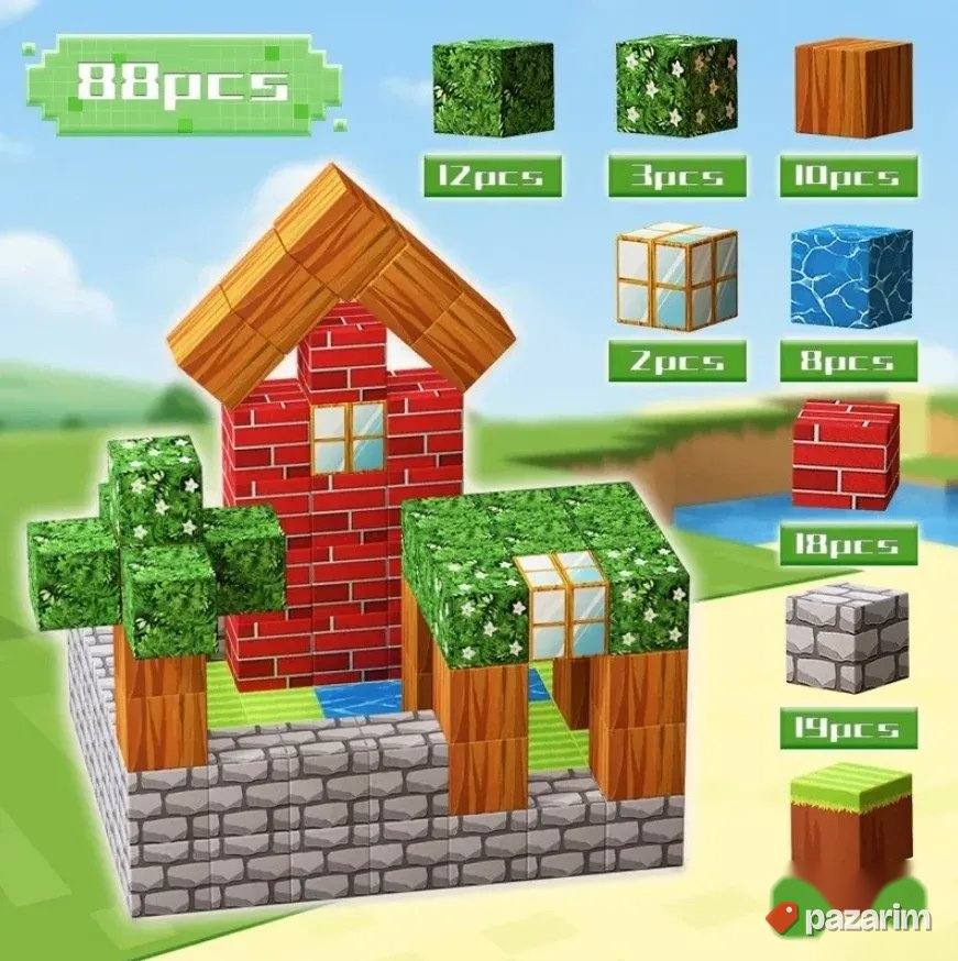 EXTRA Minecraft Magnetne kocke za decu 88 delova majnkraft 1