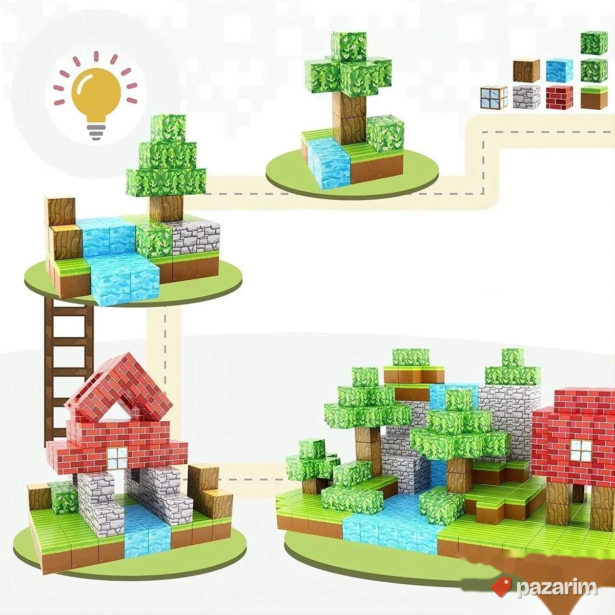 EXTRA Minecraft Magnetne kocke za decu 75 delova majnkraft E 1