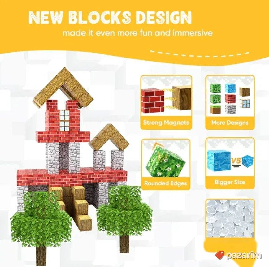EXTRA Minecraft Magnetne kocke za decu 75 delova majnkraft E 2