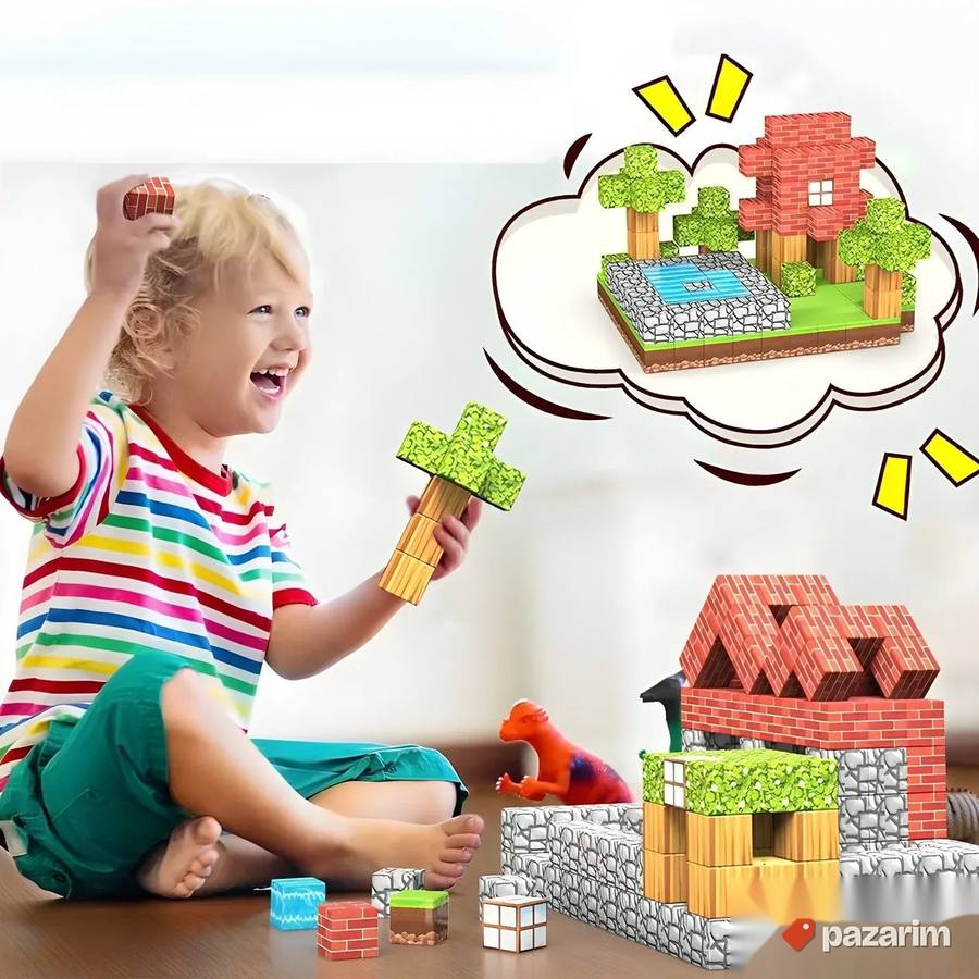 EXTRA Minecraft Magnetne kocke za decu 75 delova majnkraft E 6
