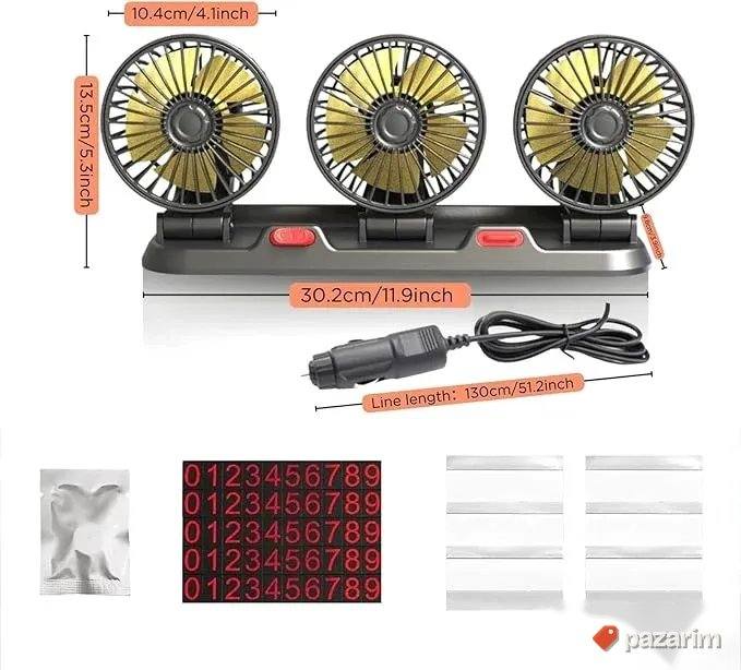 12V - Ventilator sa 3 glave za kola - 12V Ventilator za auto 3