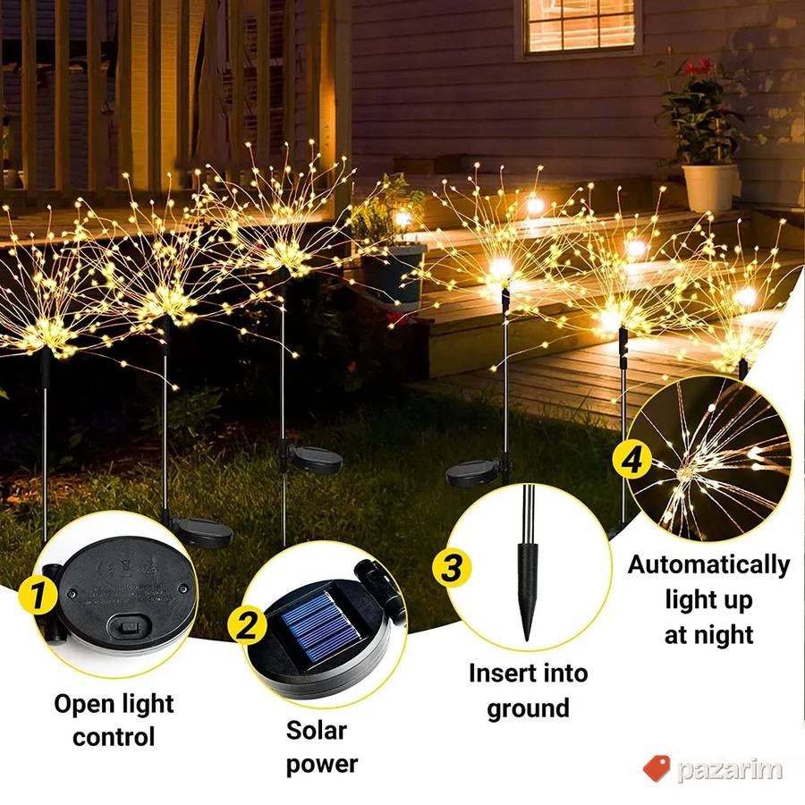 Solarno LED Drvo Baštenska Svetla - 2 KOMADA - belo i žuto 3