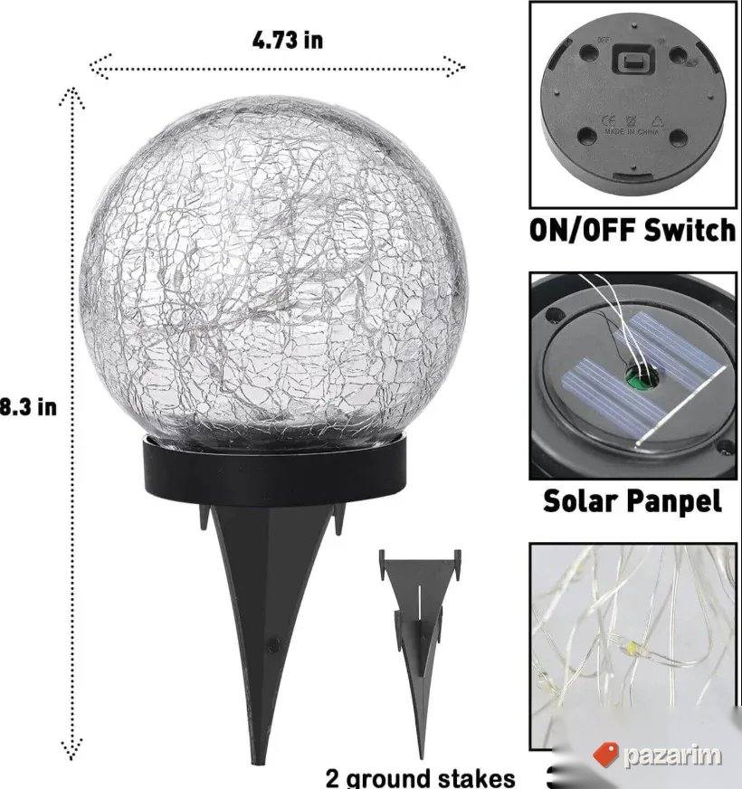 Solarna Lampa za dvorište baštu 2 KOMADA - popust na vise 3