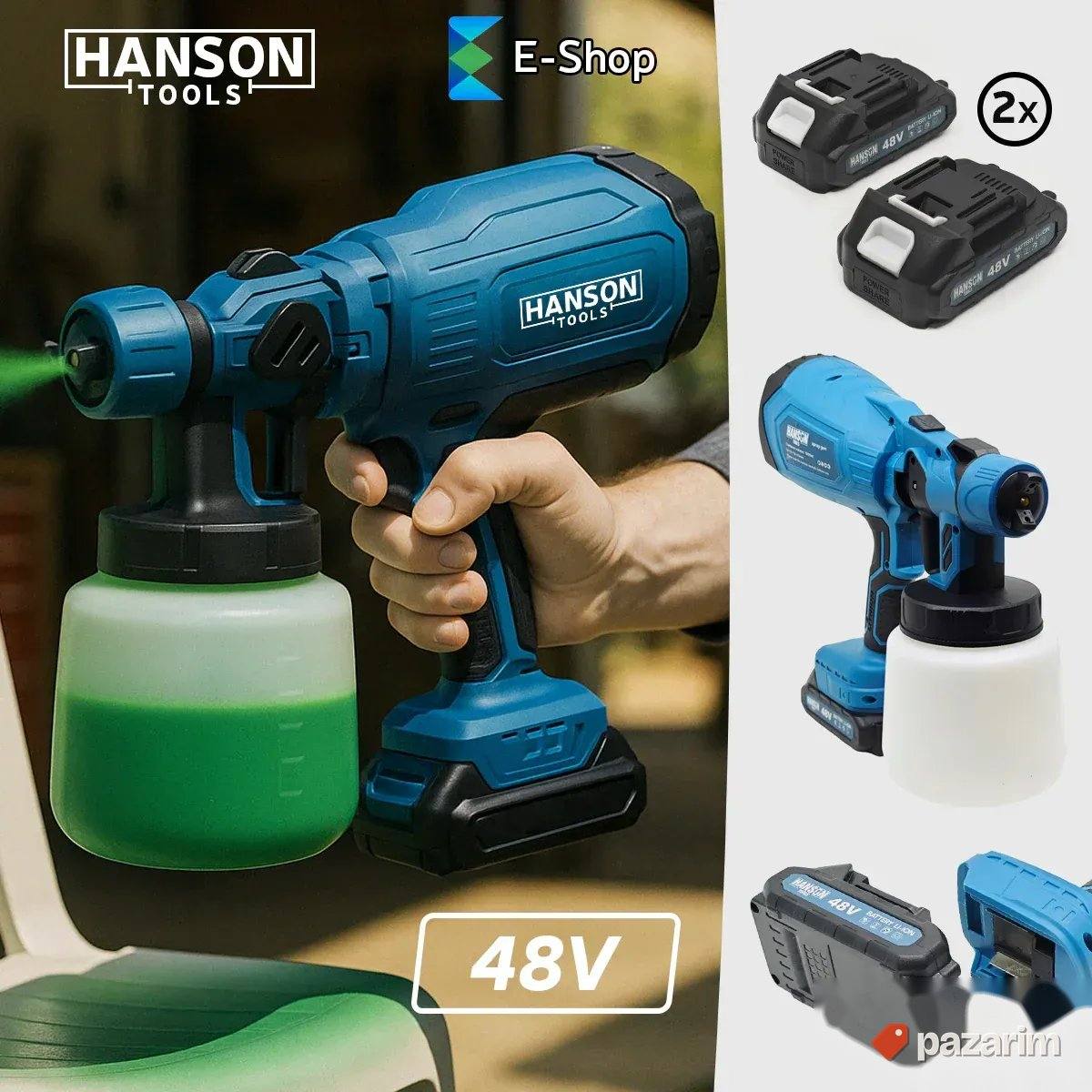 HIT! HANSON Aku Pištolj Kompresor Za Farbanje + 2 Baterije 1